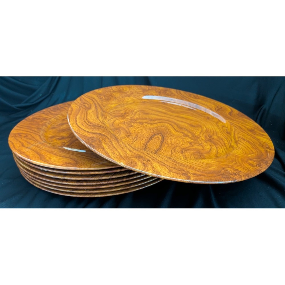 VINTAGE‎ CENTRUM FAUX BURLWOOD CHARGER SET OF 8
